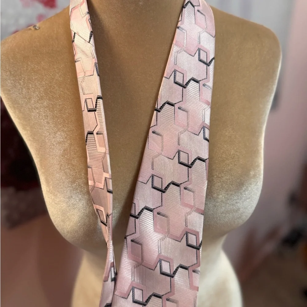 Pink Geometric Silk Tie -